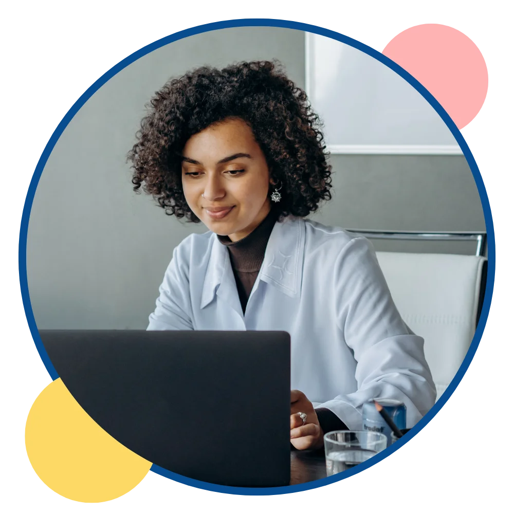 Woman working on a laptop