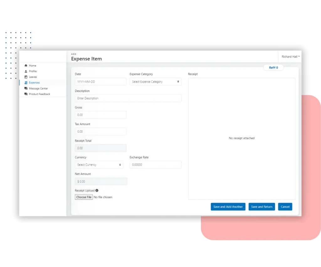 Screenshot of an app showing an expenses window