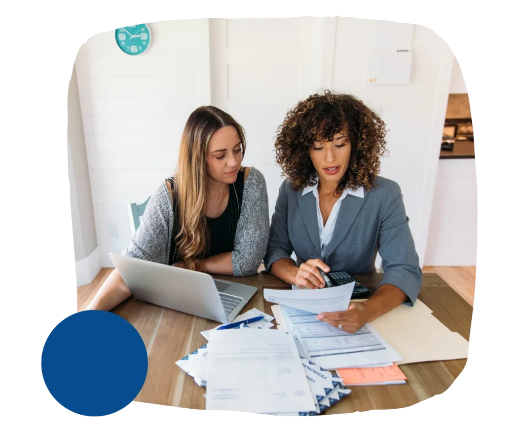Two woman working together