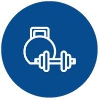 Icon of a dumbbell and weights