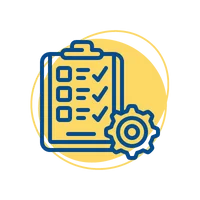 Icon of a checklist with a gear