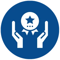 Icon of hands with a medal between them